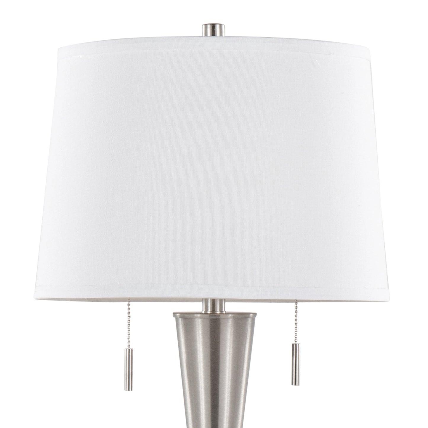 Jules 30.25' Contemporary Metal Table Lamp in Brushed Nickel with White Linen Shade and Built-In USB Port from Grandview Gallery by LumiSource - Set of 2