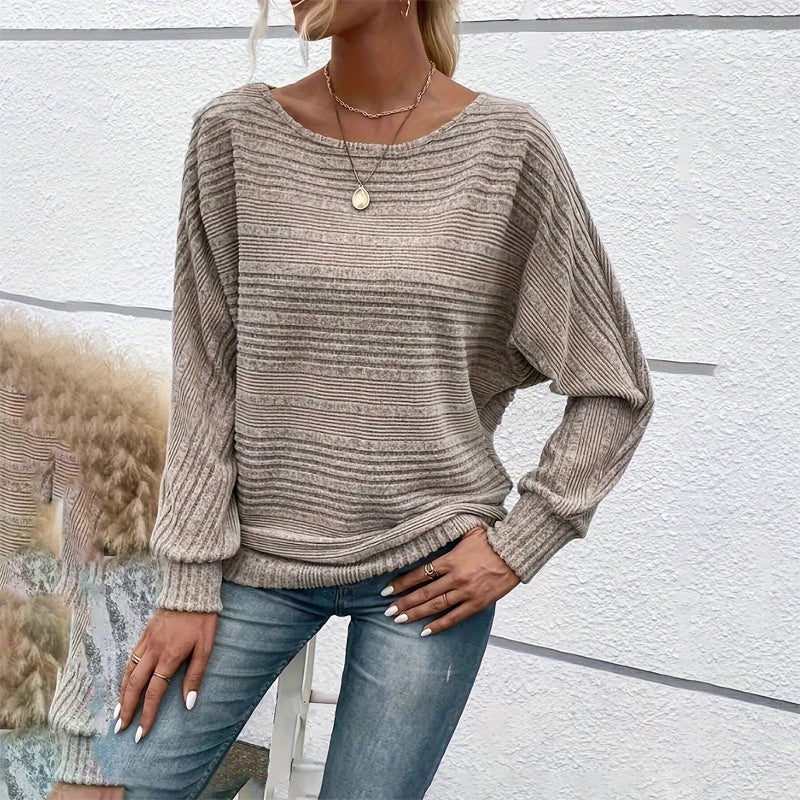 Women’s Textured Round-Neck Long-Sleeve Pullover