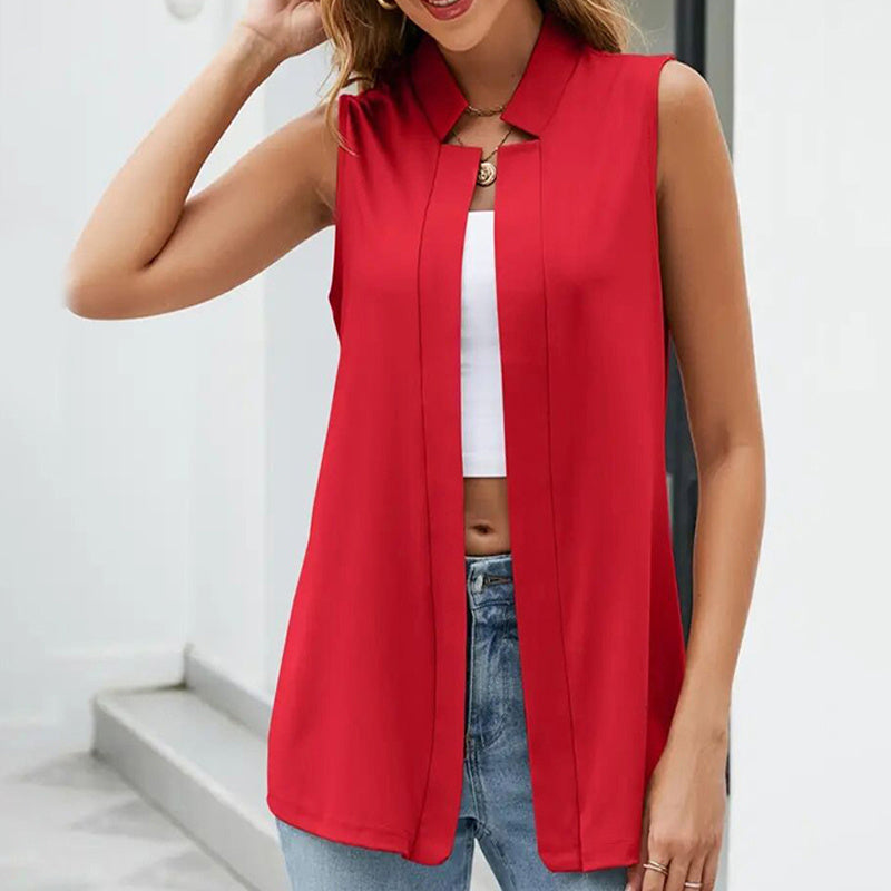 Women’s Sleeveless Stand-Collar Vest Cardigan