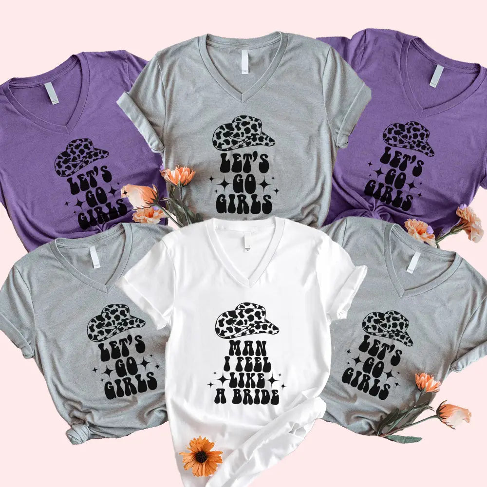 ๐พ Man I Feel Like a Bride Bachelorette Party Matching V-Neck T-Shirts ๐
