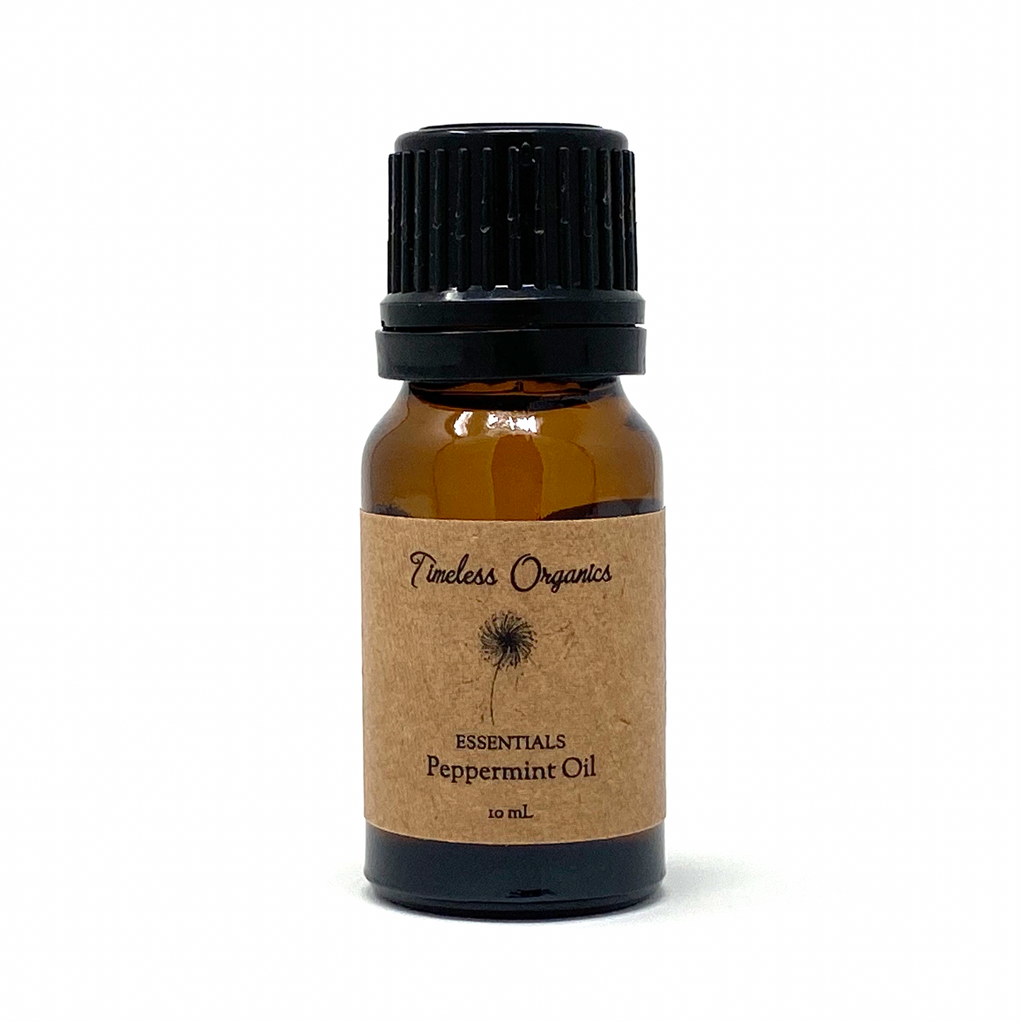 Timeless Essentials Peppermint Essential Oil bottle, organic and pure for energy boost and headache relief