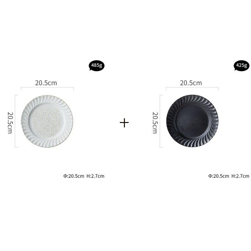 Ceto Nordic Plates in black and white, hand-made ceramic plates with Nordic design, each measuring 20.5cm in diameter, unique variations.