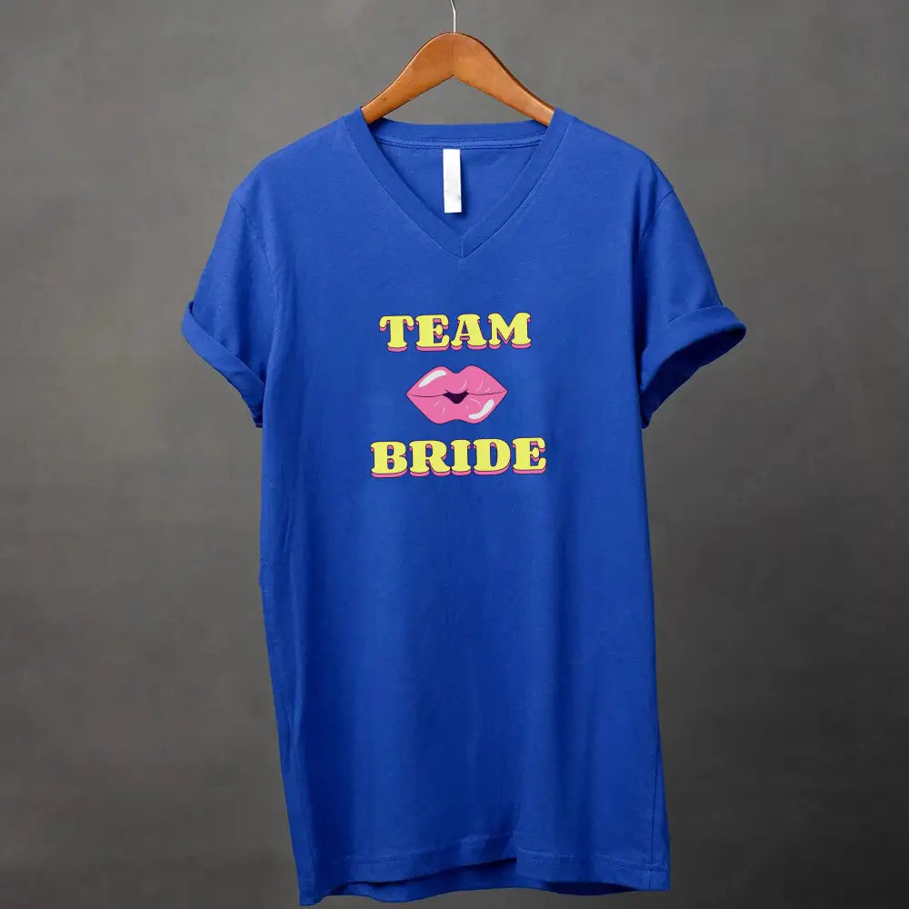 ๐พ Team Bride & The Bride ๐ Bachelorette Party Matching V-Neck T-Shirts