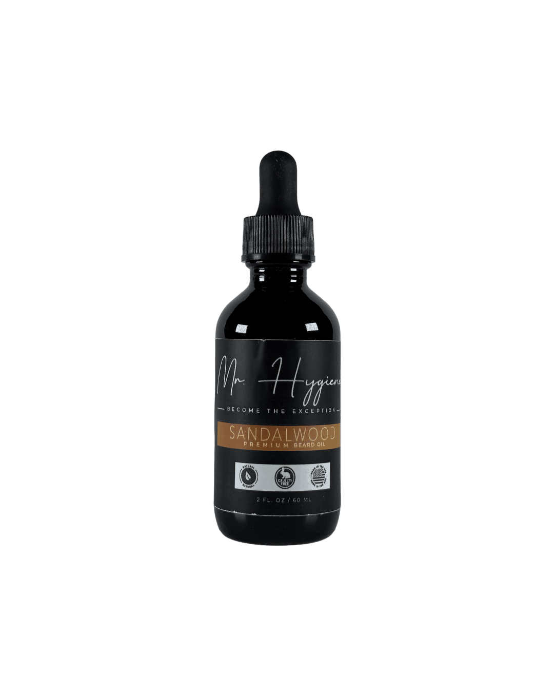 Sandalwood Beard Oil for Men – Smooth, Bold & Clean in a dark bottle with a dropper for nourishing beard care.