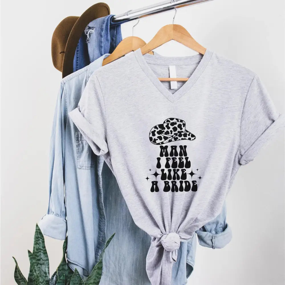 ๐พ Man I Feel Like a Bride Bachelorette Party Matching V-Neck T-Shirts ๐