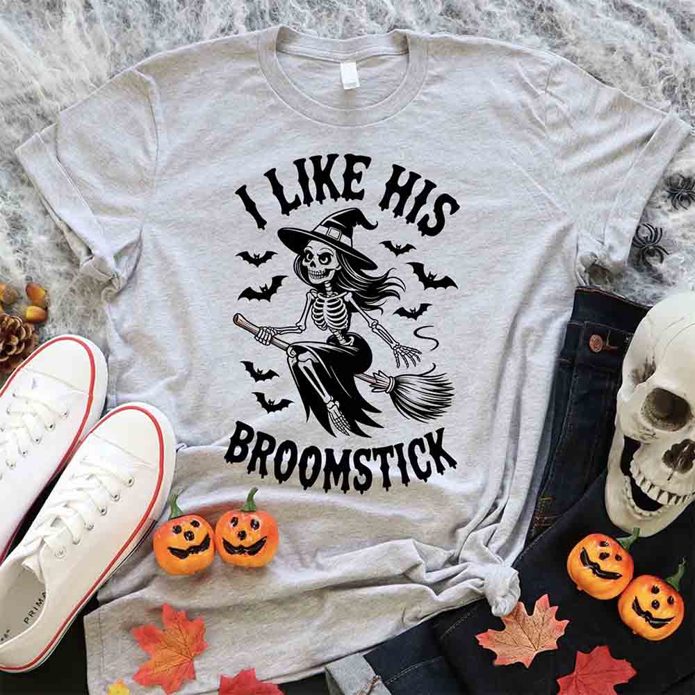 I Like Her Pumpkins & His Broomstick Shirts | Funny Matching Halloween Couple T-Shirts