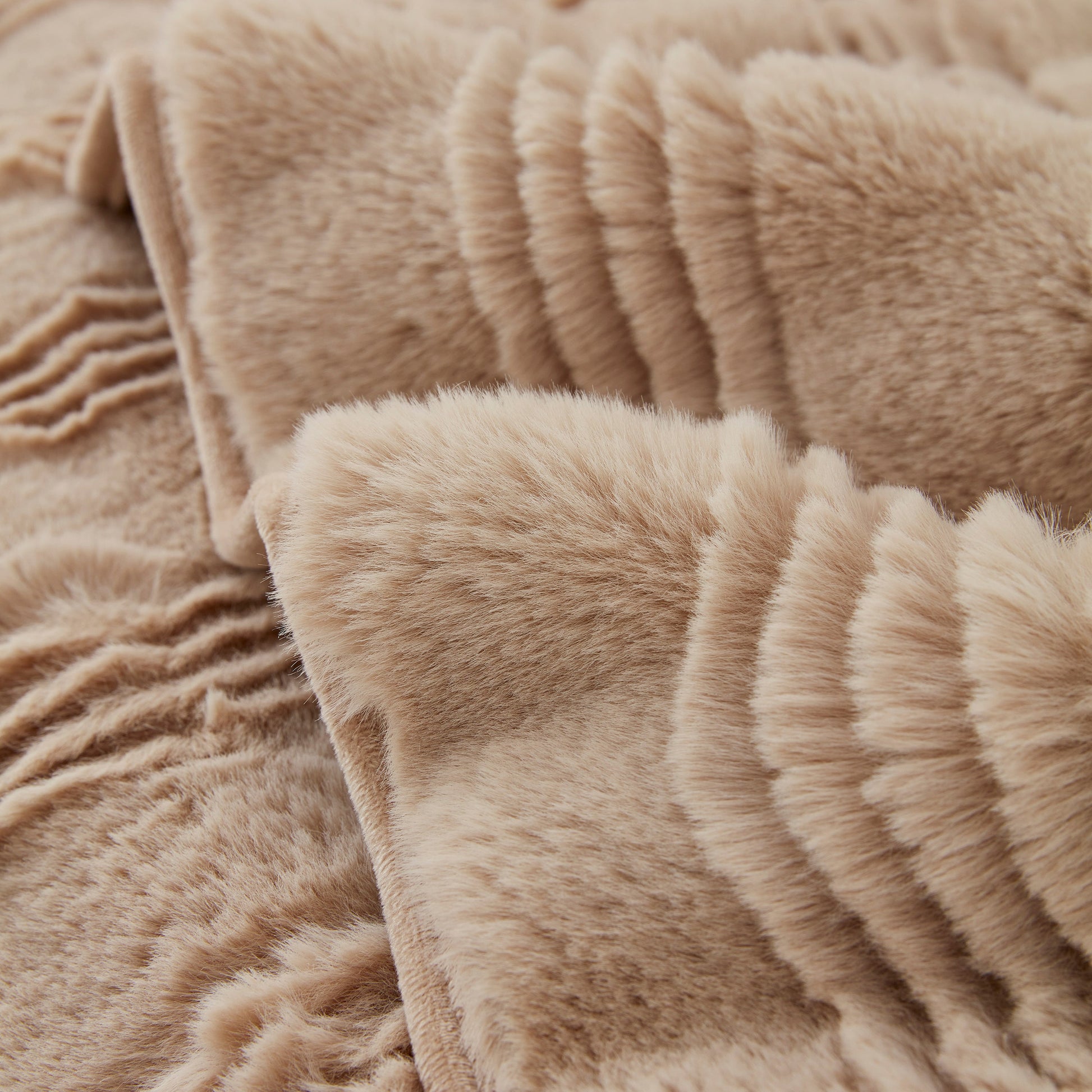Close-up of Soft Thick Faux Fur Sofa Cover Stripe Fluffy Fuzzy Non-Slip Washable Couch Covers showing detailed texture.