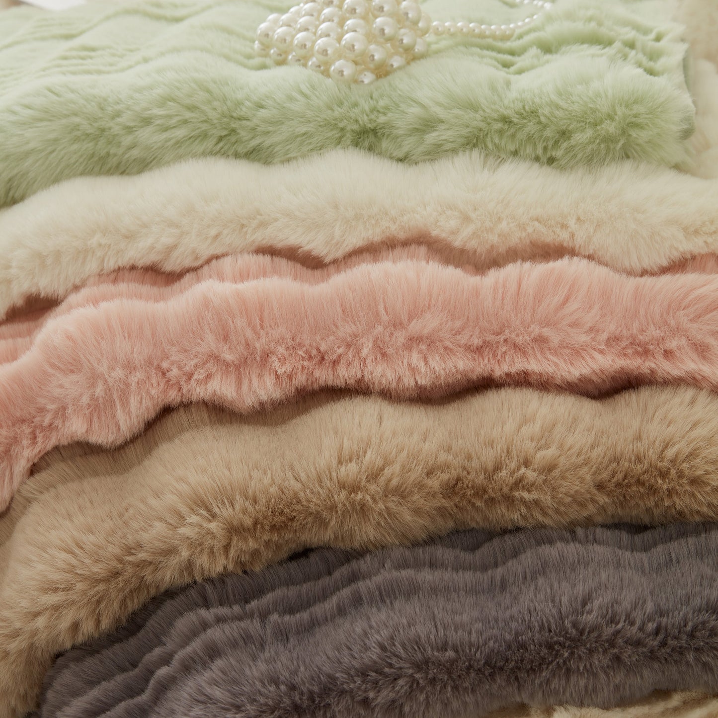 Stack of Soft Thick Faux Fur Sofa Cover Stripe Fluffy Fuzzy Non-Slip Washable Couch Covers in various colors