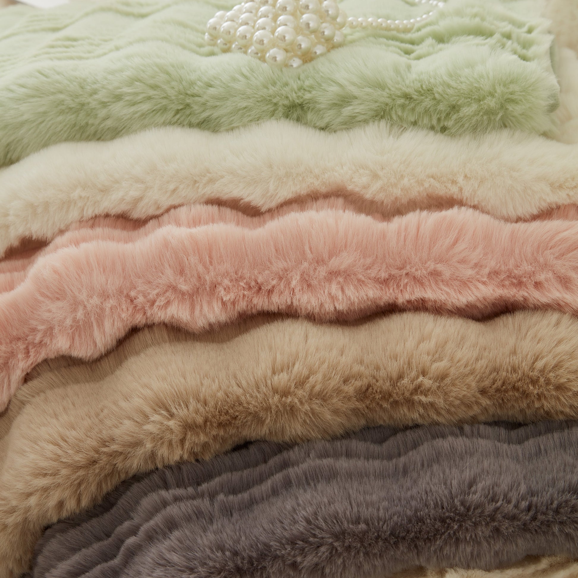 Stack of Soft Thick Faux Fur Sofa Cover Stripe Fluffy Fuzzy Non-Slip Washable Couch Covers in various colors