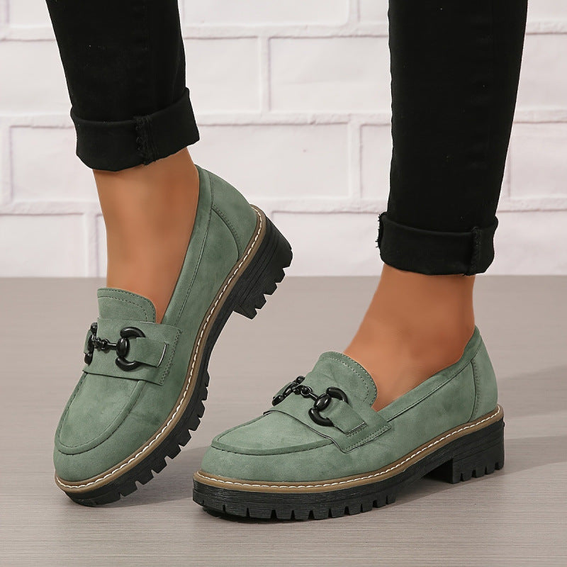 Women’s Horsebit Loafers – Elegant Flat Loafers for Work & Casual Wear in green suede style
