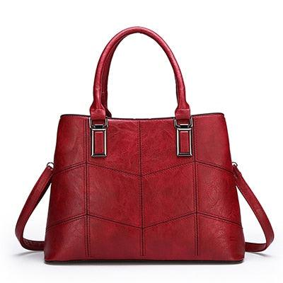 Luxury 3 Piece Leather Tote Set | Genuine Leather Cowgirl Shoulder Bag & Clutch in vibrant red with silver-plated details.