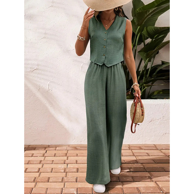 Women’s crop vest blazer wide leg pants set