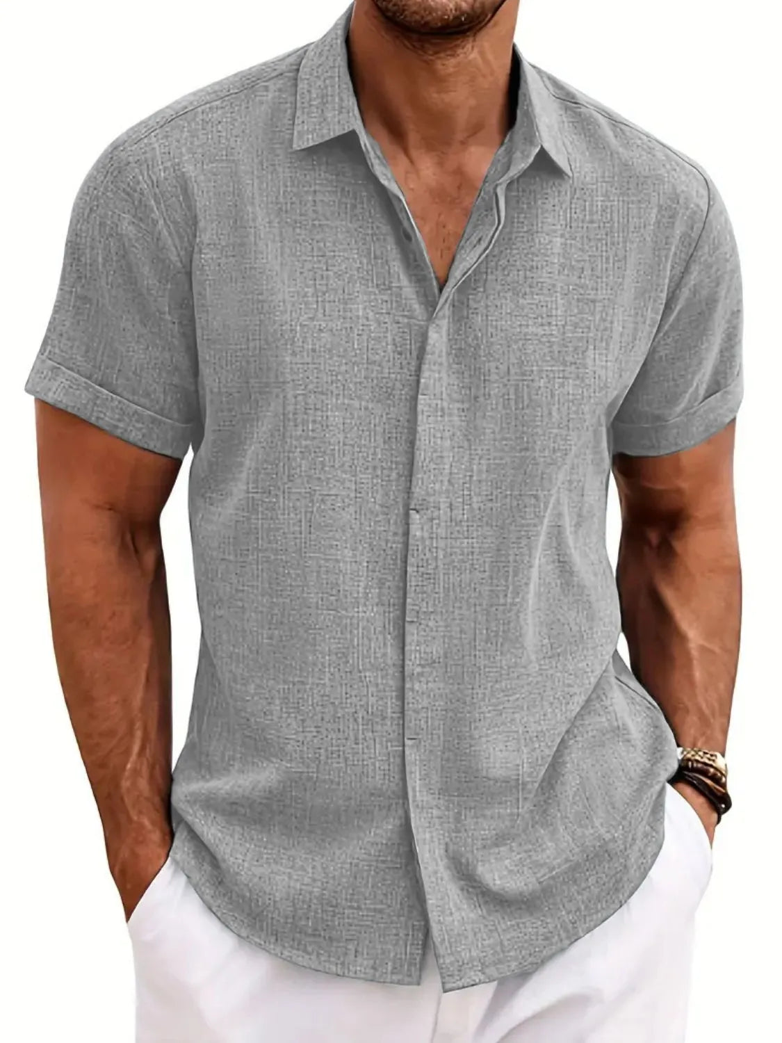 Collared Neck Short Sleeve Shirt Plus Size