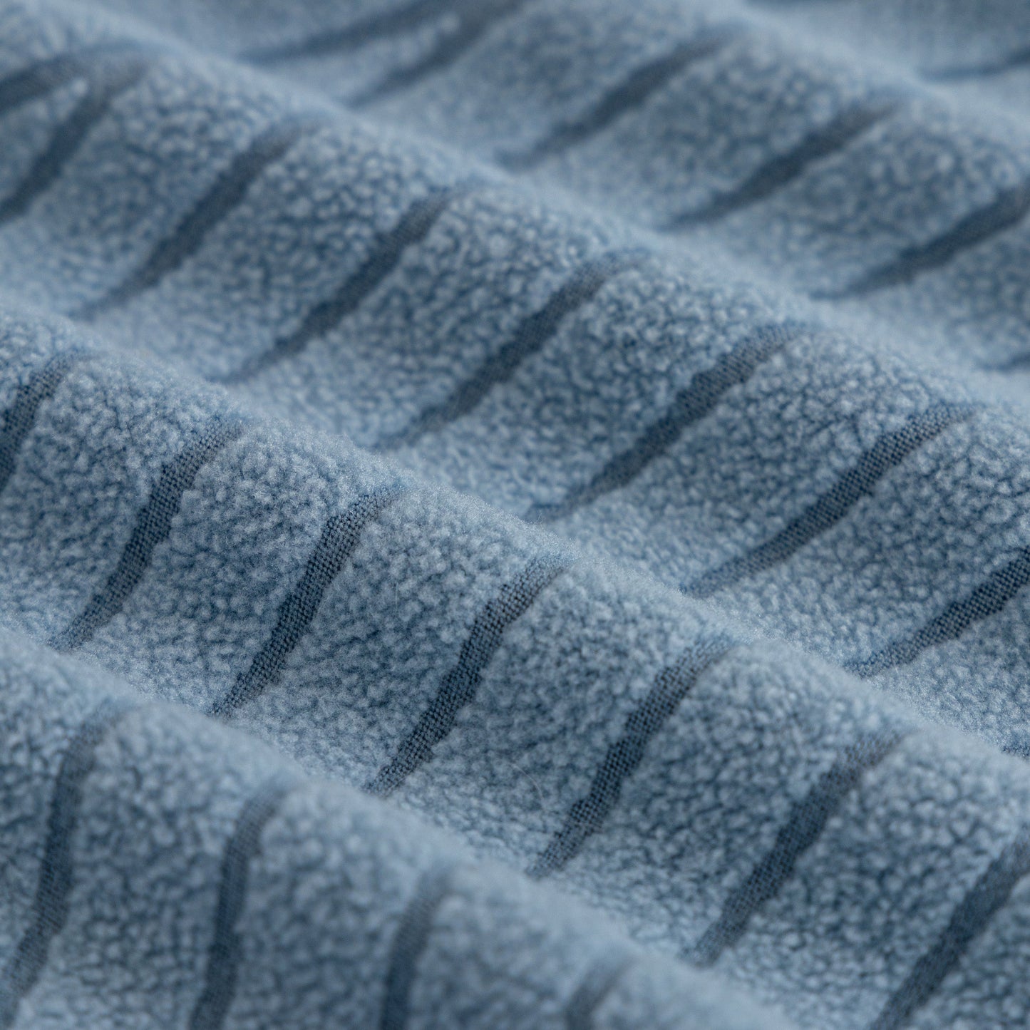 Close-up of the textured wave pattern on the Fleece Stretch Sofa Slipcover Washable Soft Spandex Couch Cover Furniture Protector in blue.