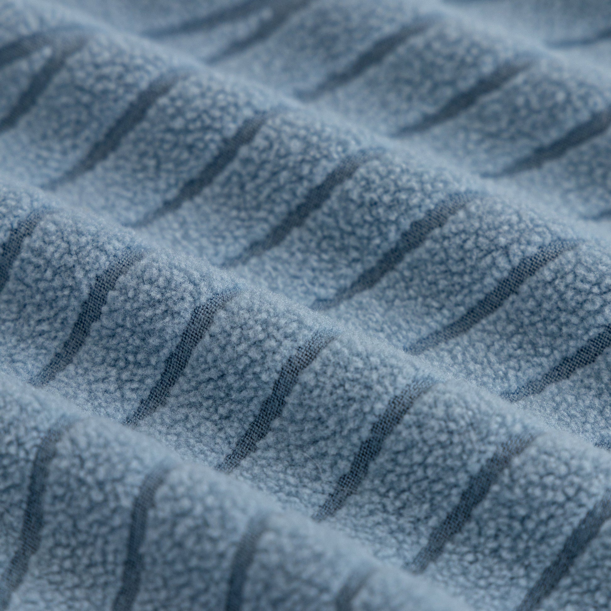 Close-up of the textured wave pattern on the Fleece Stretch Sofa Slipcover Washable Soft Spandex Couch Cover Furniture Protector in blue.