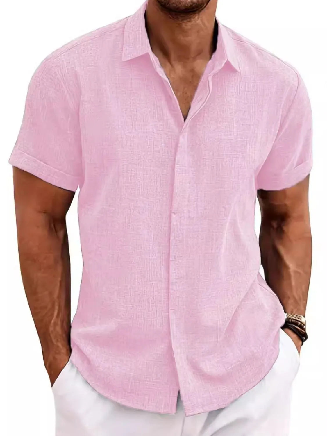 Collared Neck Short Sleeve Shirt Plus Size