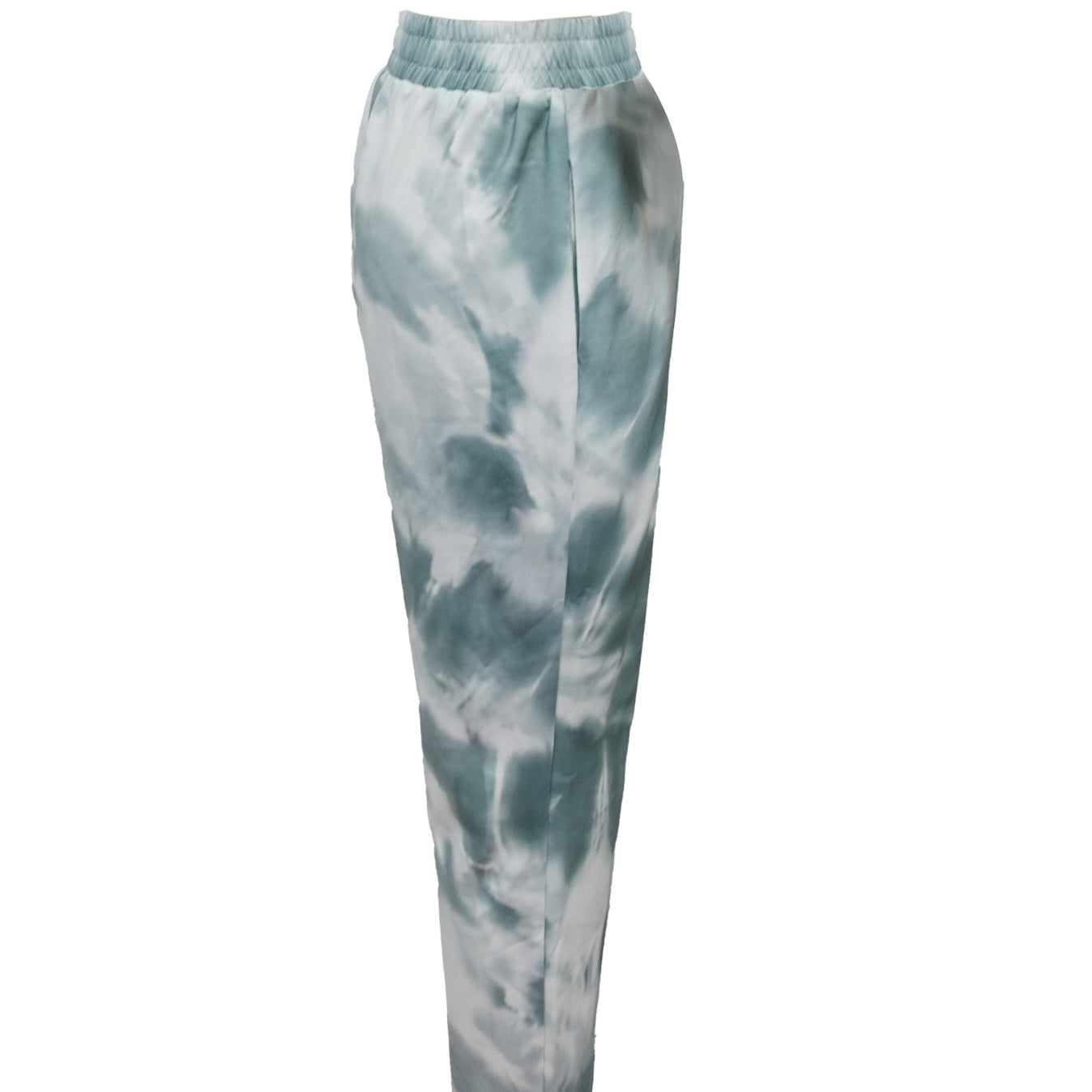 Ladies' Sports And Leisure Tie Dye Pants, Trendy Pants, long lightweight polyester casual spring summer wear, side view