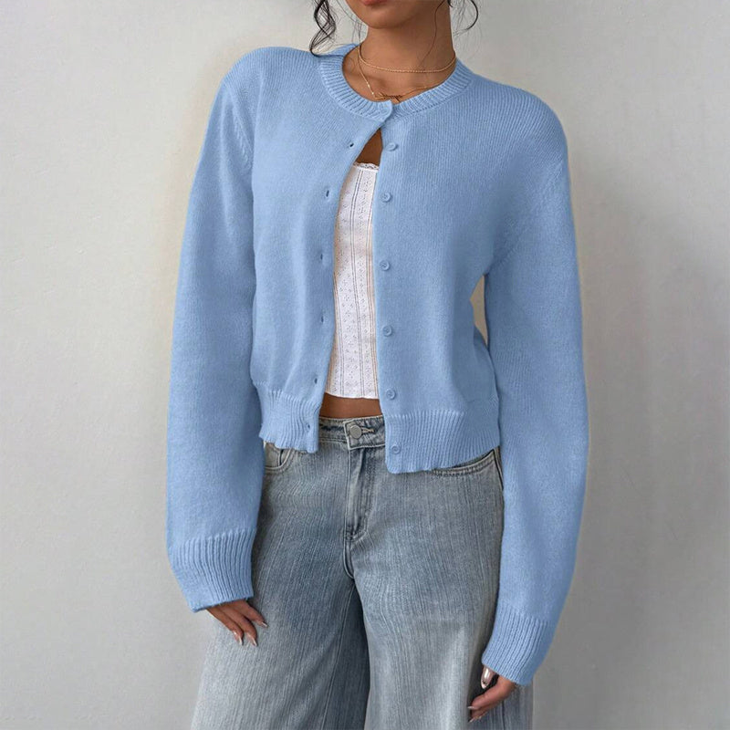 Light Ribbed Button-Up Cardigan
