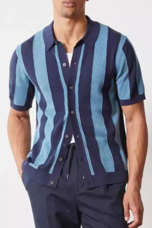 Striped Button Down Short Sleeve Shirt