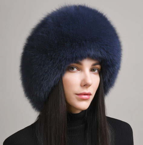 🧢 Women’s Winter Genuine Leather Ethnic Style Ear Protection Hat