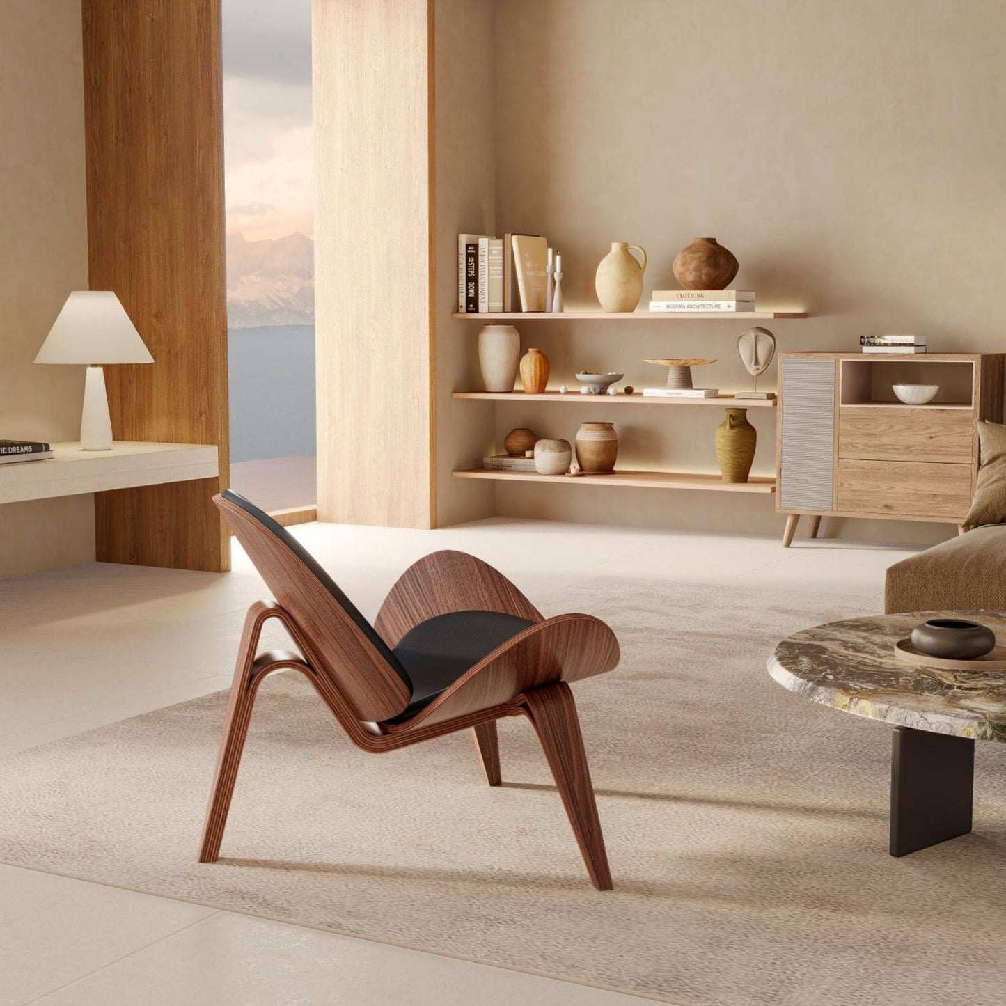 Vegan Leather Vigore Lounge Chair in modern living room, showcasing elegant design and premium craftsmanship.