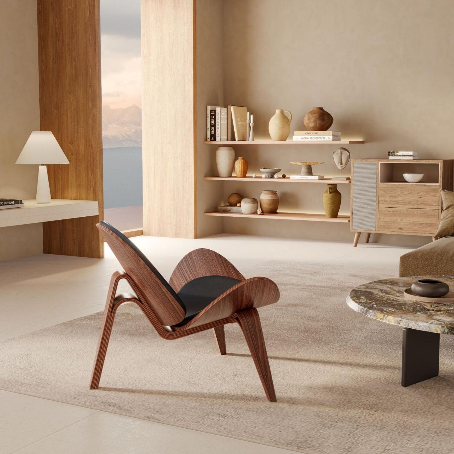 Vegan Leather Vigore Lounge Chair in modern living room, showcasing elegant design and premium craftsmanship.