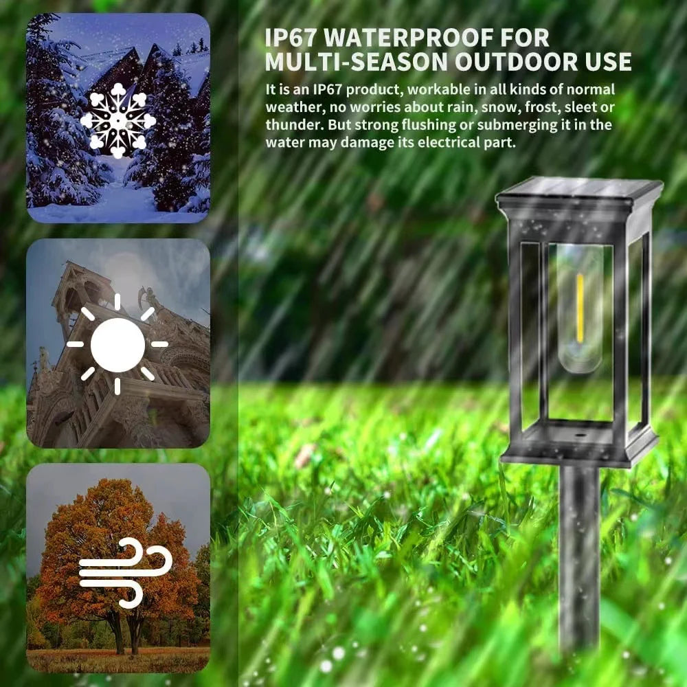 ☀️ Kidsjoy Solar Pathway Lights – 6 Pack showcasing waterproof feature and design for outdoor use in all seasons.