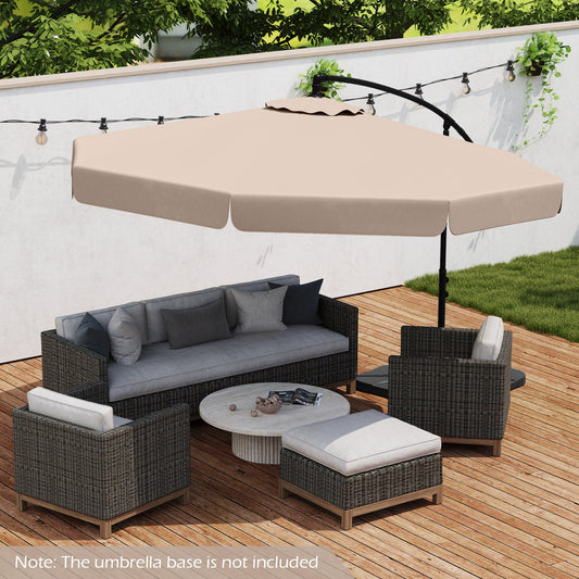 10 Feet Patio Cantilever Umbrella with Cover Tilt Adjustment and Ruffled Edge-Beige over outdoor furniture set