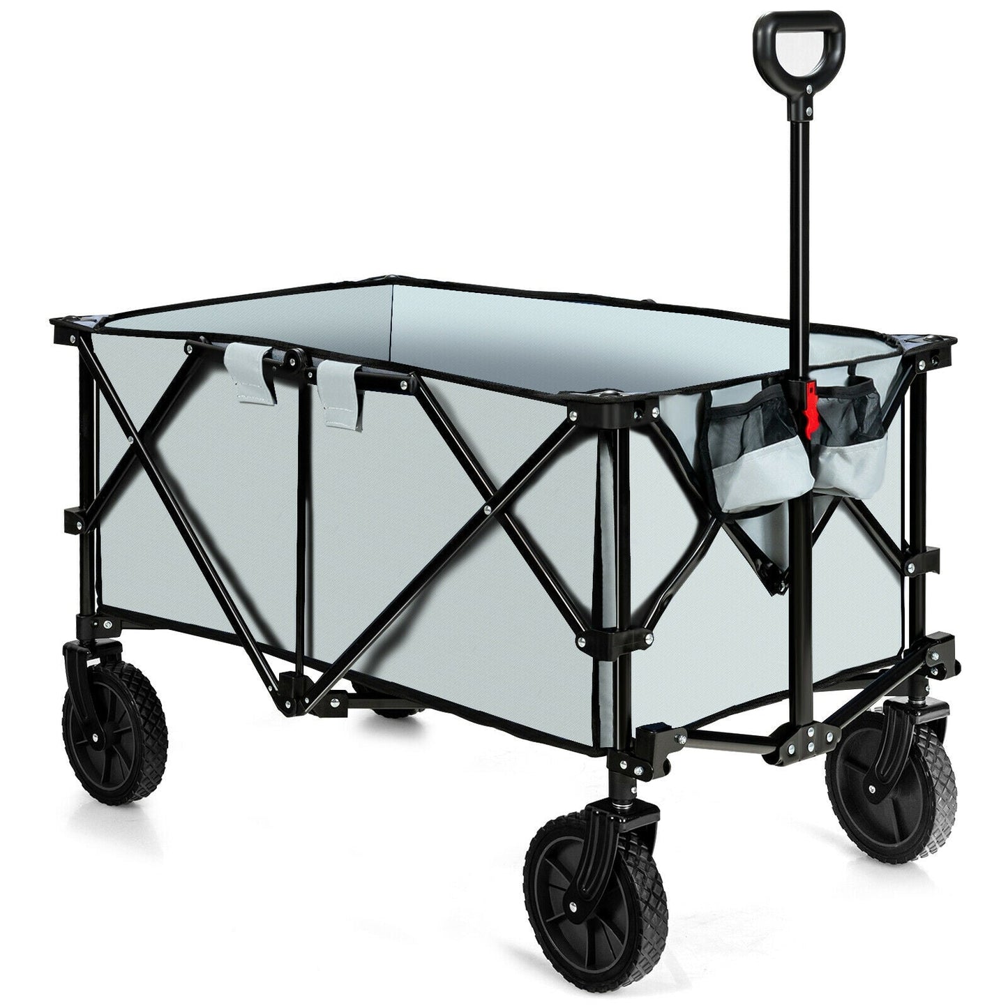 Outdoor Folding Wagon Cart with Adjustable Handle and Universal Wheels-Gray for versatile transport