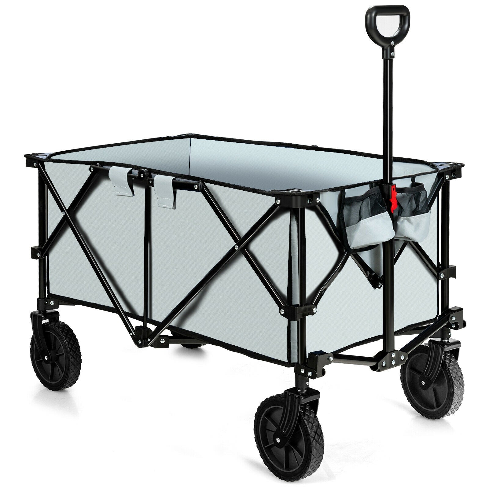 Outdoor Folding Wagon Cart with Adjustable Handle and Universal Wheels-Gray for versatile transport