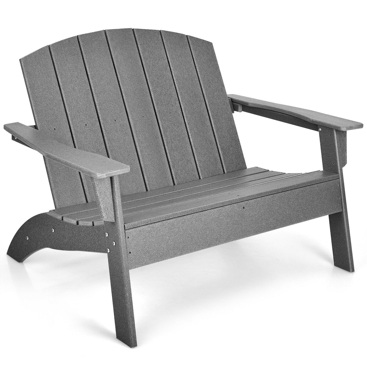 Gray HDPE Patio Adirondack Chair for Porch Garden Backyard with wide armrests and ergonomic design