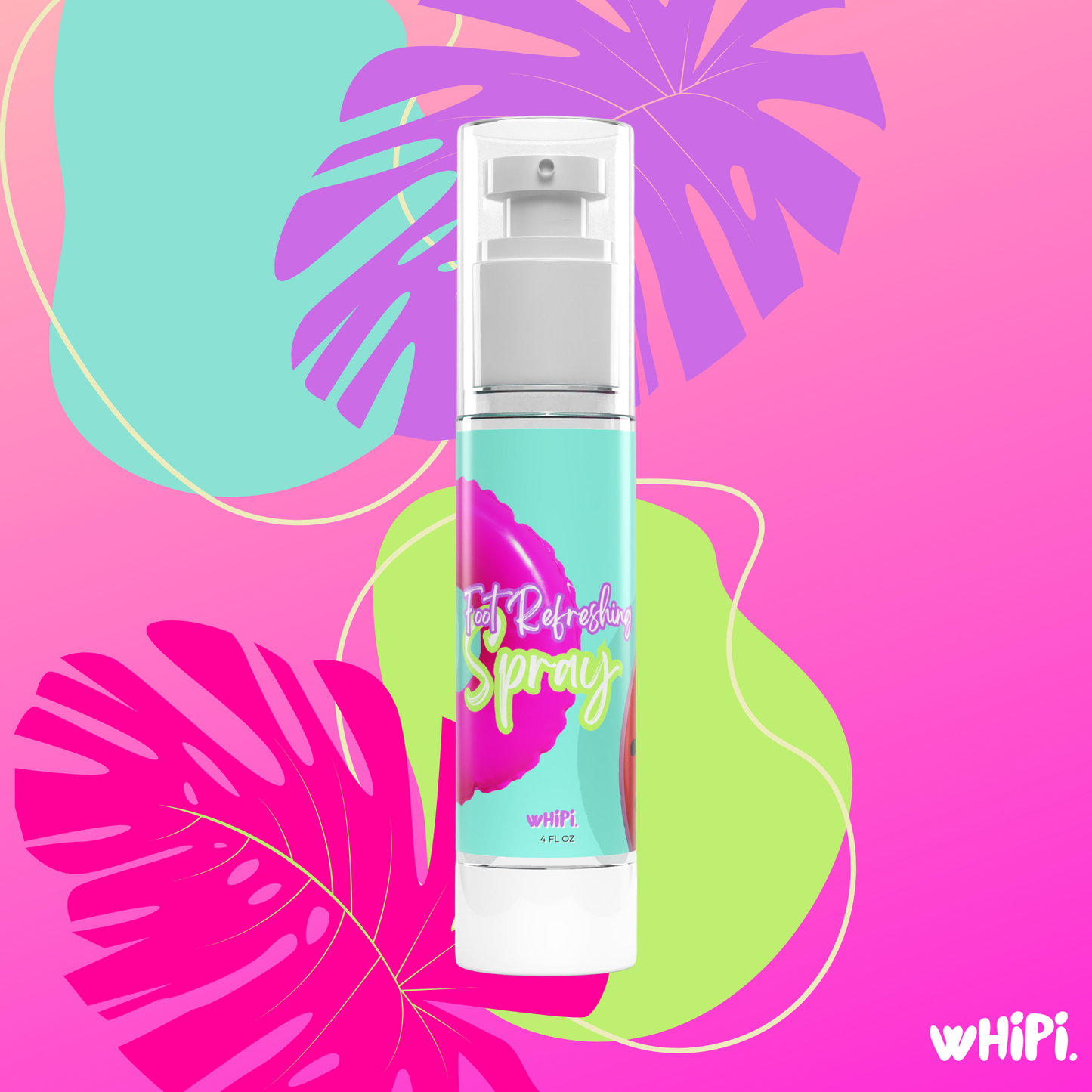 Summer Perfect Pedi Foot Spray bottle with colorful background, perfect for keeping feet fresh and odor-free all summer.