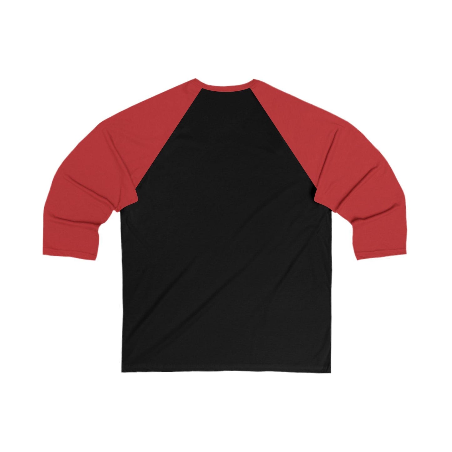 Back view of Whiskey Bent and Heaven Sent 3/4 Sleeve Baseball Tee in black/red color combination.