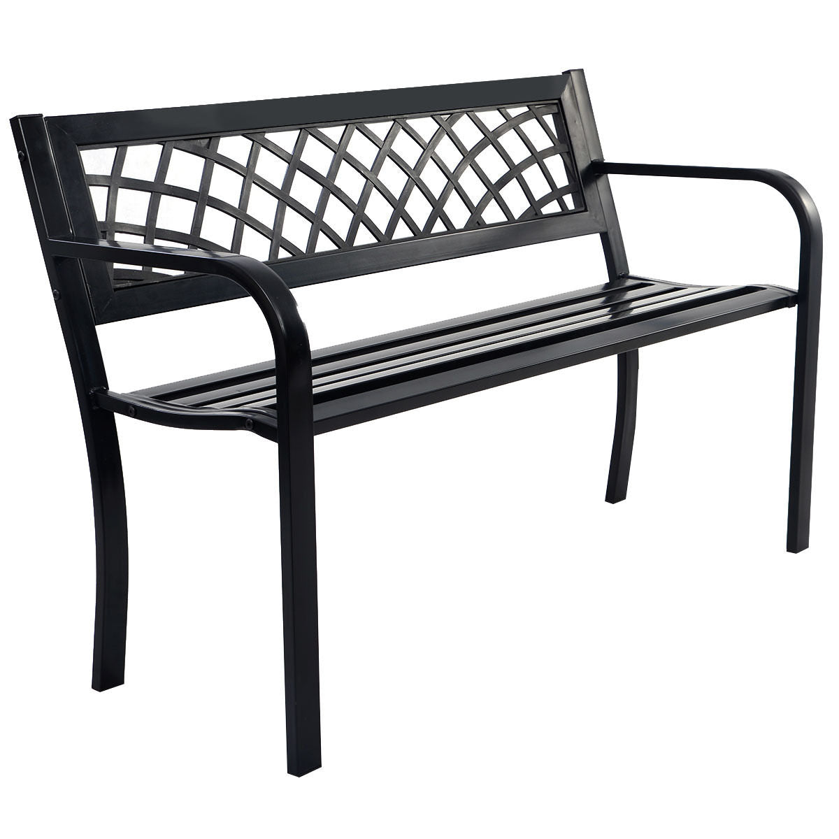 Bench Deck with Steel Frame for outdoor, featuring a sturdy steel frame and PVC backrest mesh, perfect for comfortable outdoor seating.