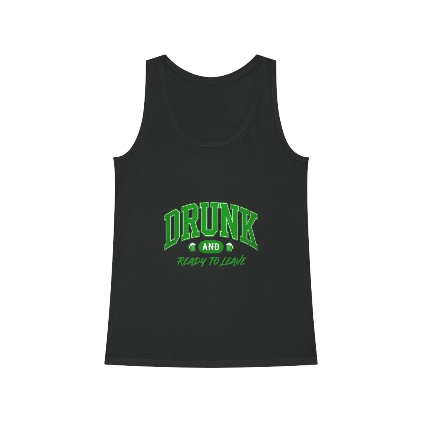 Drunk and Ready to Leave Tank Top St Patricks Day featuring playful beer mug design, eco-friendly organic cotton, festive style