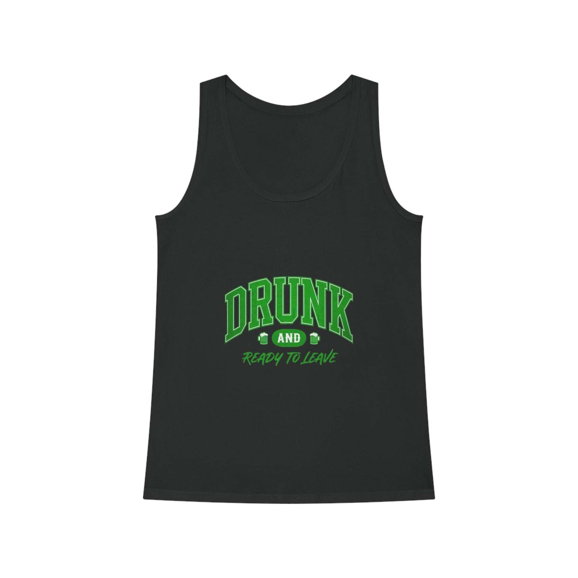 Drunk and Ready to Leave Tank Top St Patricks Day featuring playful beer mug design, eco-friendly organic cotton, festive style