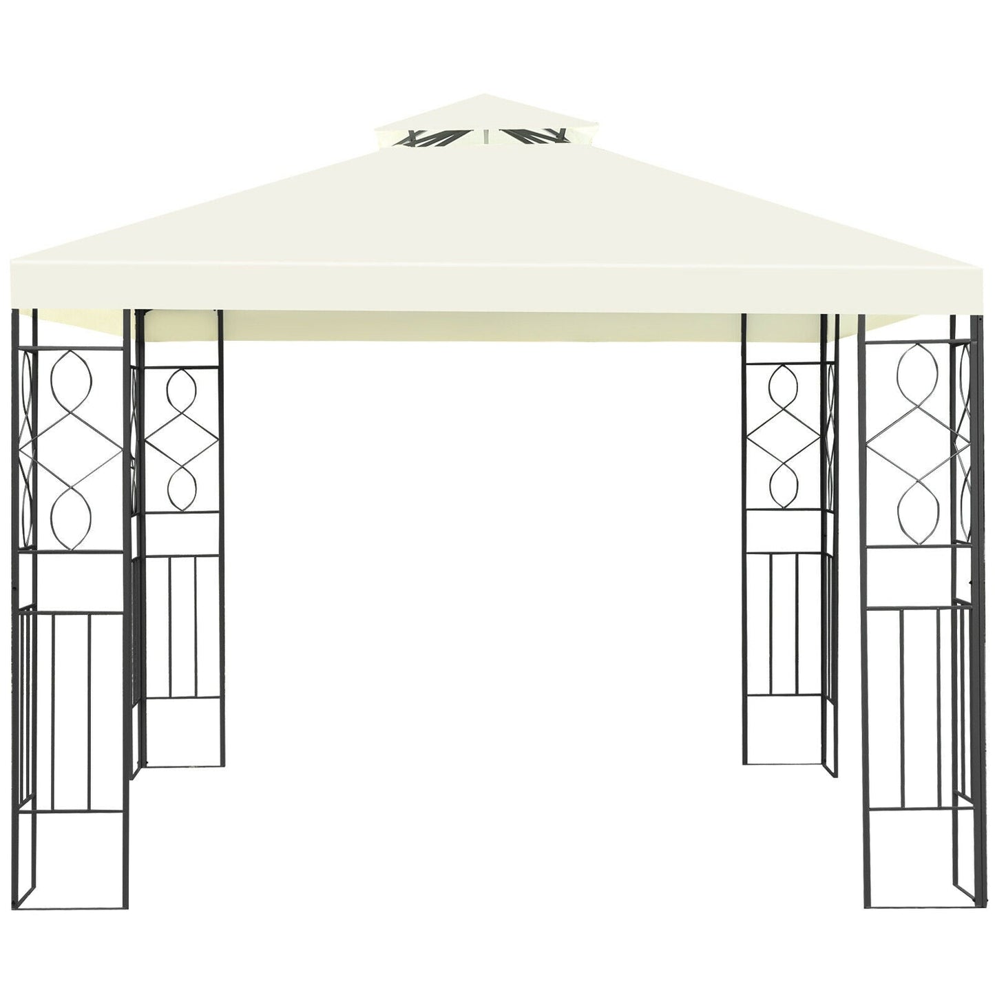 2 Tiers 10 x 10 Feet Patio Gazebo Canopy Tent with steel footings for stability and decorative design