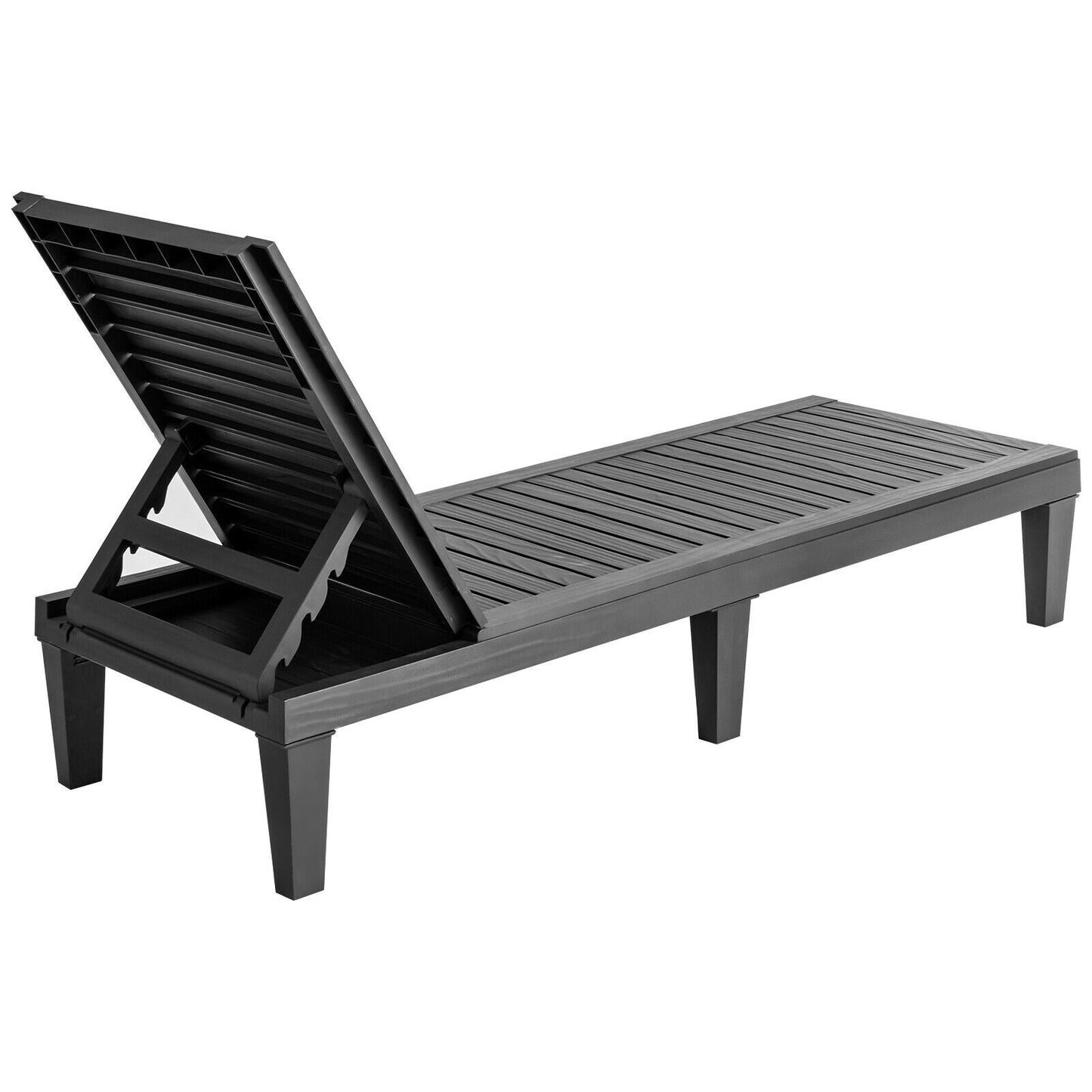 Outdoor Recliner Chair with 5-Position Adjustable Backrest-Black, featuring sturdy construction and a stylish, ventilated design.