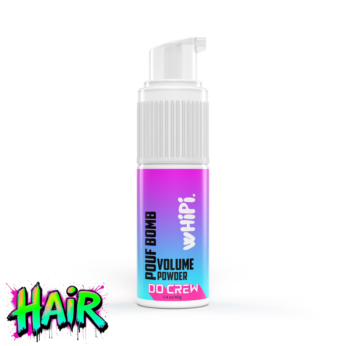 Pouf Bomb- Do Crew Volume Powder bottle for big hair energy with root booster and volume-building formula, in a puff applicator.