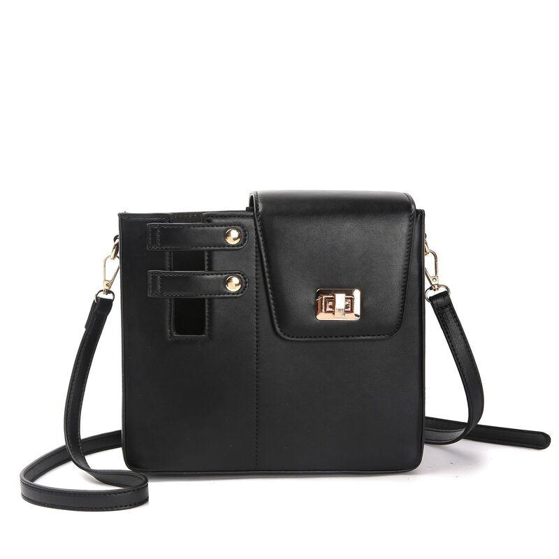 VersaStyle Crossbody Handbags in black leather with gold accents, perfect for both formal events and casual outings.