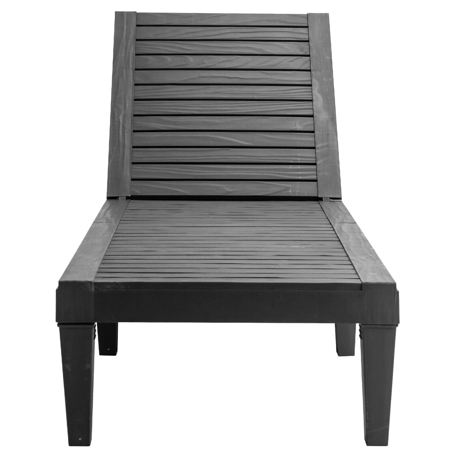 Outdoor Recliner Chair with 5-Position Adjustable Backrest-Black with sturdy construction and stylish design for patio use.