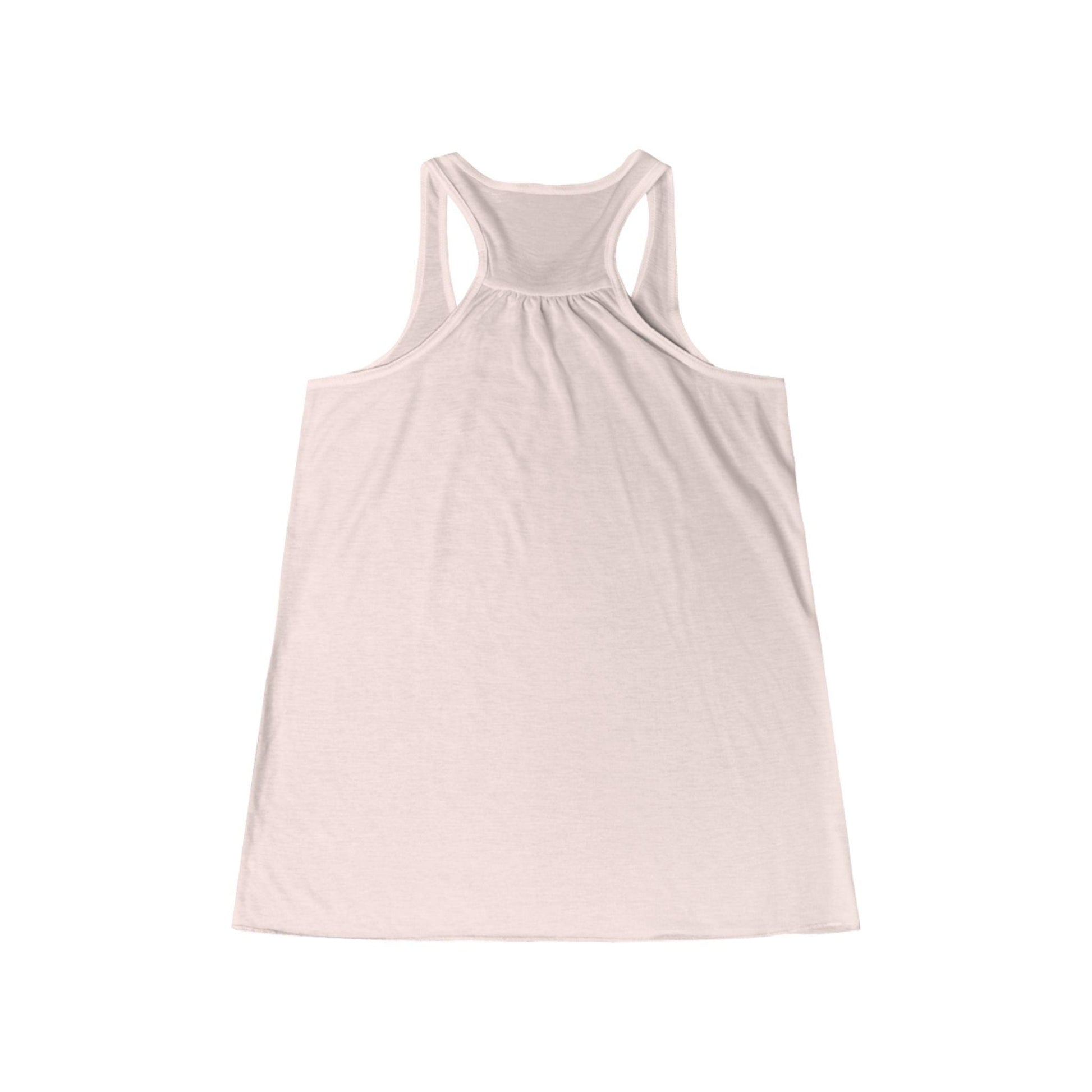Back view of Mixologist of Mischief Womens Racer Back Tank Top in soft pink, perfect for bartenders and waitresses, playful and stylish.