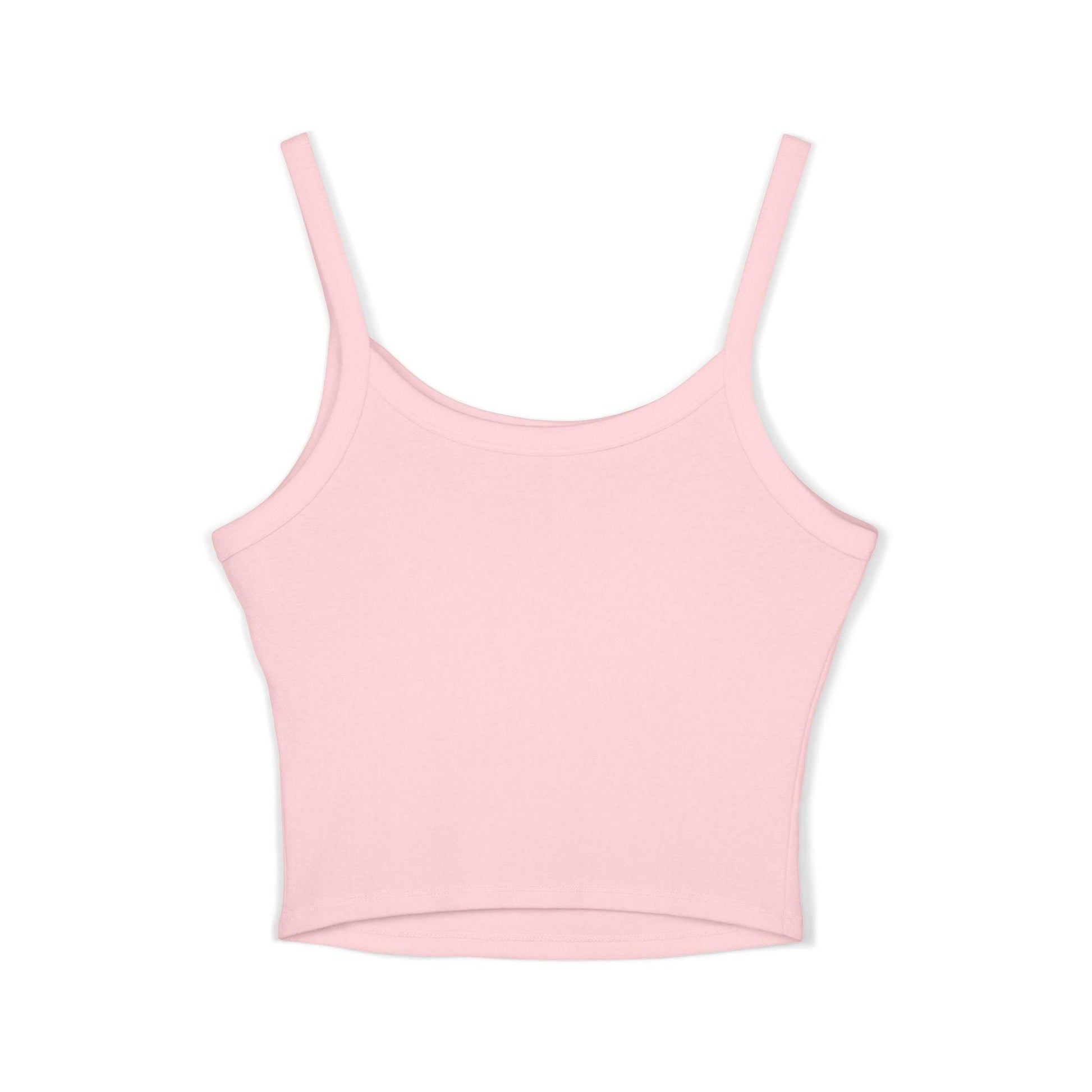 Will Work for Shots Womens Spaghetti Strap Tank Top in pink, designed for female bartenders and waitresses, featuring colorful text.