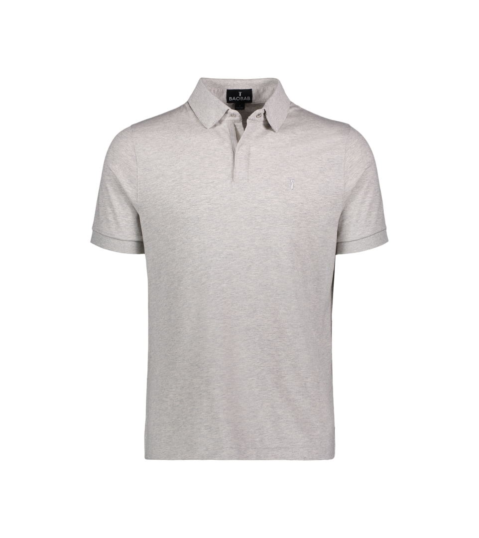 Short Sleeve Perfect Polo in light grey with StaySharp™ Collar and modern fit for ultimate comfort and style.
