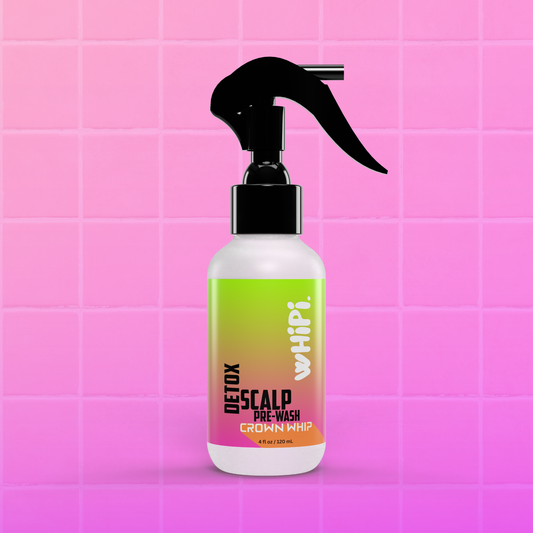 Detox – Crown Whip Scalp Pre-Wash bottle against pink background