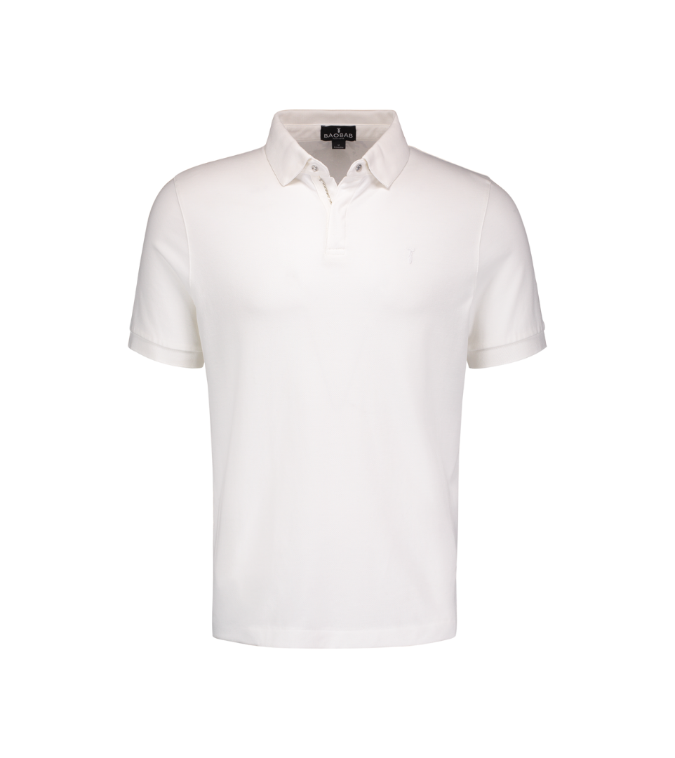 Short Sleeve Perfect Polo in white with StaySharp™ Collar, tailored fit, and fade-resistant fabric, ideal for all-day comfort and style.