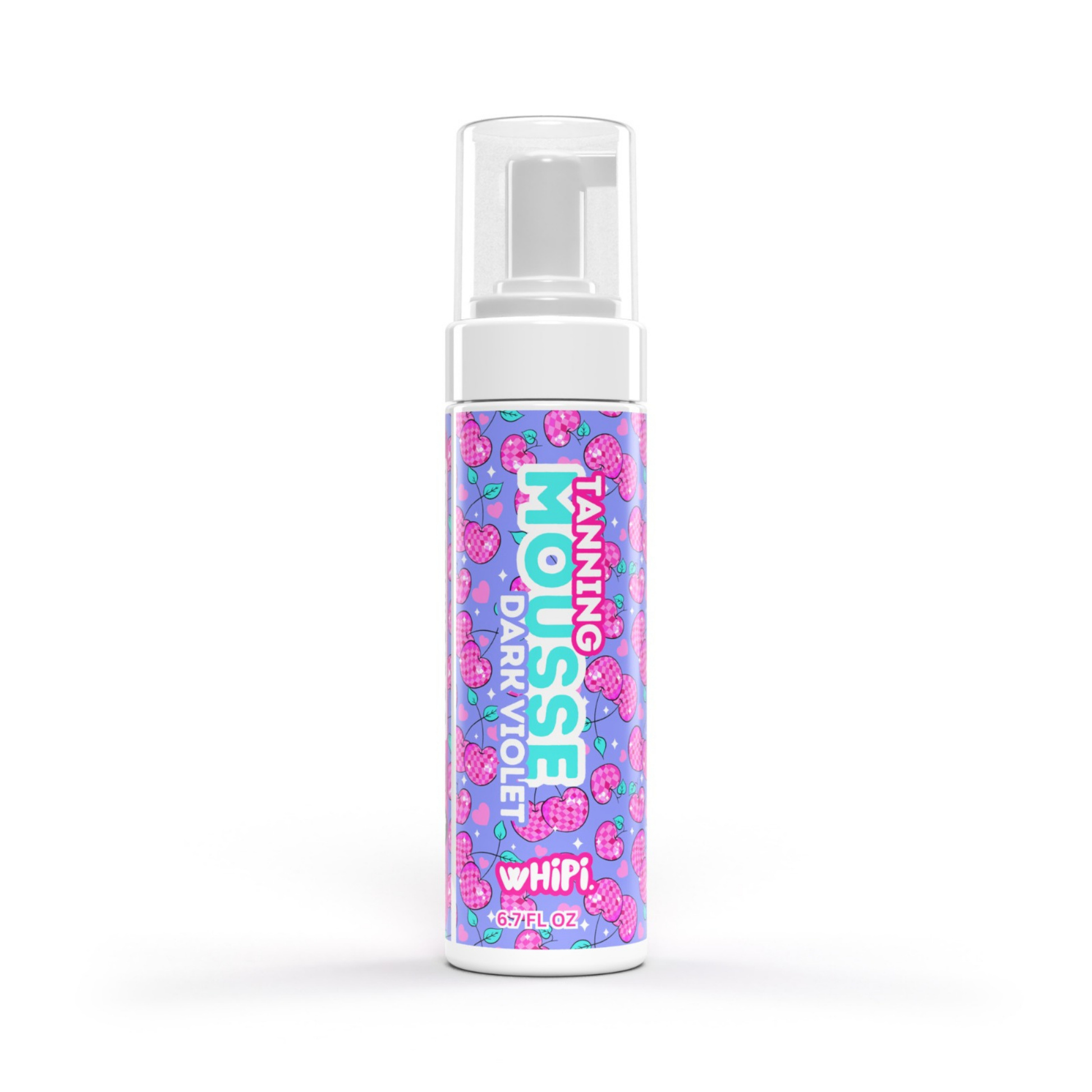 Dark Violet Tanning Mousse bottle with vibrant design, promising an ultra-dark tan without streaks or orange tones.
