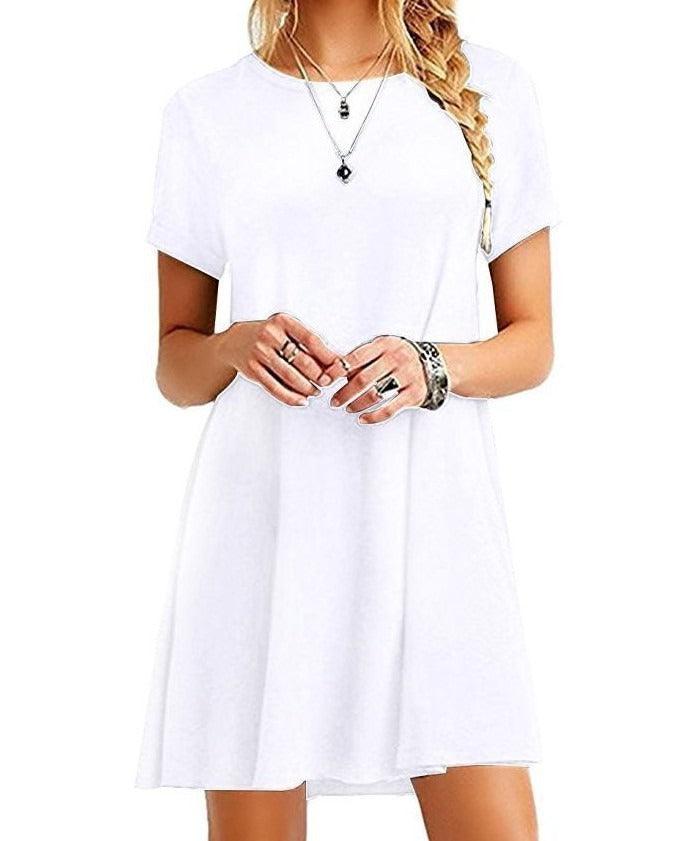 Cowgirl Chic Casual Short Sleeved Dress in white, highlighting comfortable and stylish cowgirl fashion for a casual look.