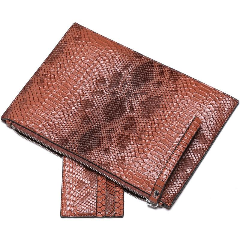 Python Luxe Clutch - Stylish Simulated Leather Clutch for Sophisticated Women with python print