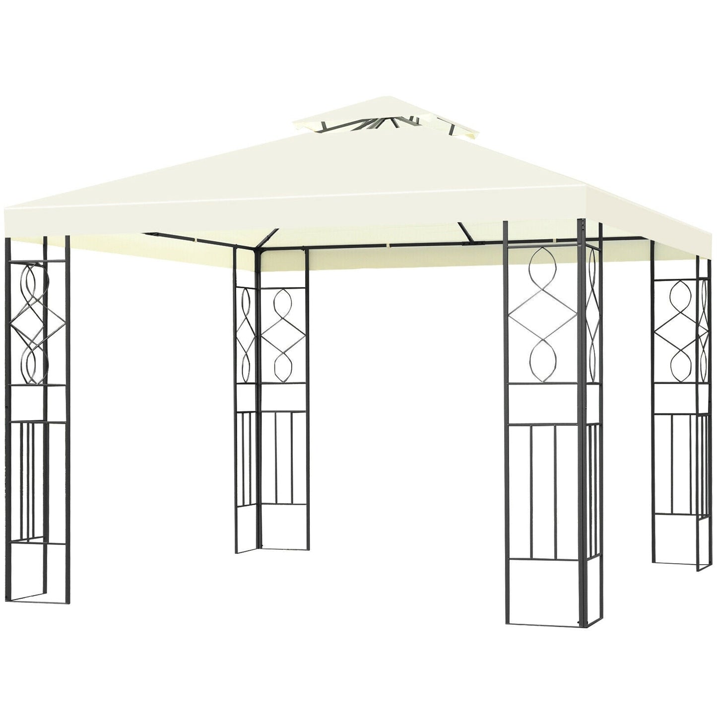 2 Tiers 10 x 10 Feet Patio Gazebo Canopy Tent with sturdy steel footings and elegant design for outdoor gatherings.